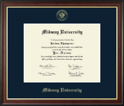Midway University diploma frame - Gold Embossed Diploma Frame in Studio Gold