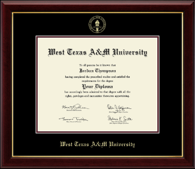 West Texas A&M University diploma frame - Gold Embossed Diploma Frame in Gallery