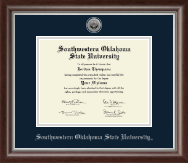 Southwestern Oklahoma State University diploma frame - Silver Engraved Medallion Diploma Frame in Devonshire