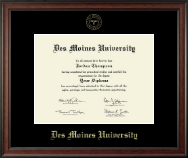 Des Moines University Gold Embossed Diploma Frame in Studio