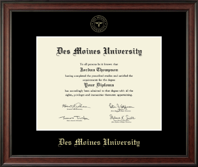 Des Moines University diploma frame - Gold Embossed Diploma Frame in Studio