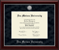 Des Moines University diploma frame - Silver Engraved Medallion Diploma Frame in Gallery Silver