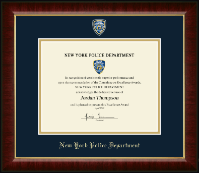 Police Department City of New York certificate frame - Masterpiece Medallion Certificate Frame in Murano