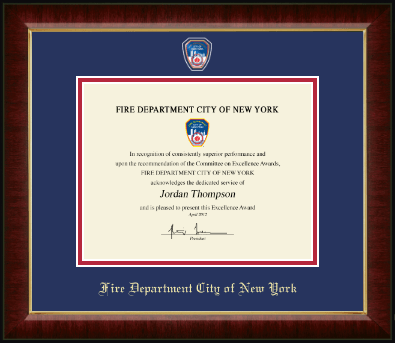 Fire Department City of New York certificate frame - Masterpiece Medallion Certificate Frame in Murano