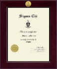 Sigma Chi Fraternity Century Gold Engraved Certificate Frame in Cordova