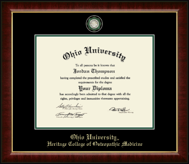 Ohio University diploma frame - Masterpiece Medallion Diploma Frame in Murano