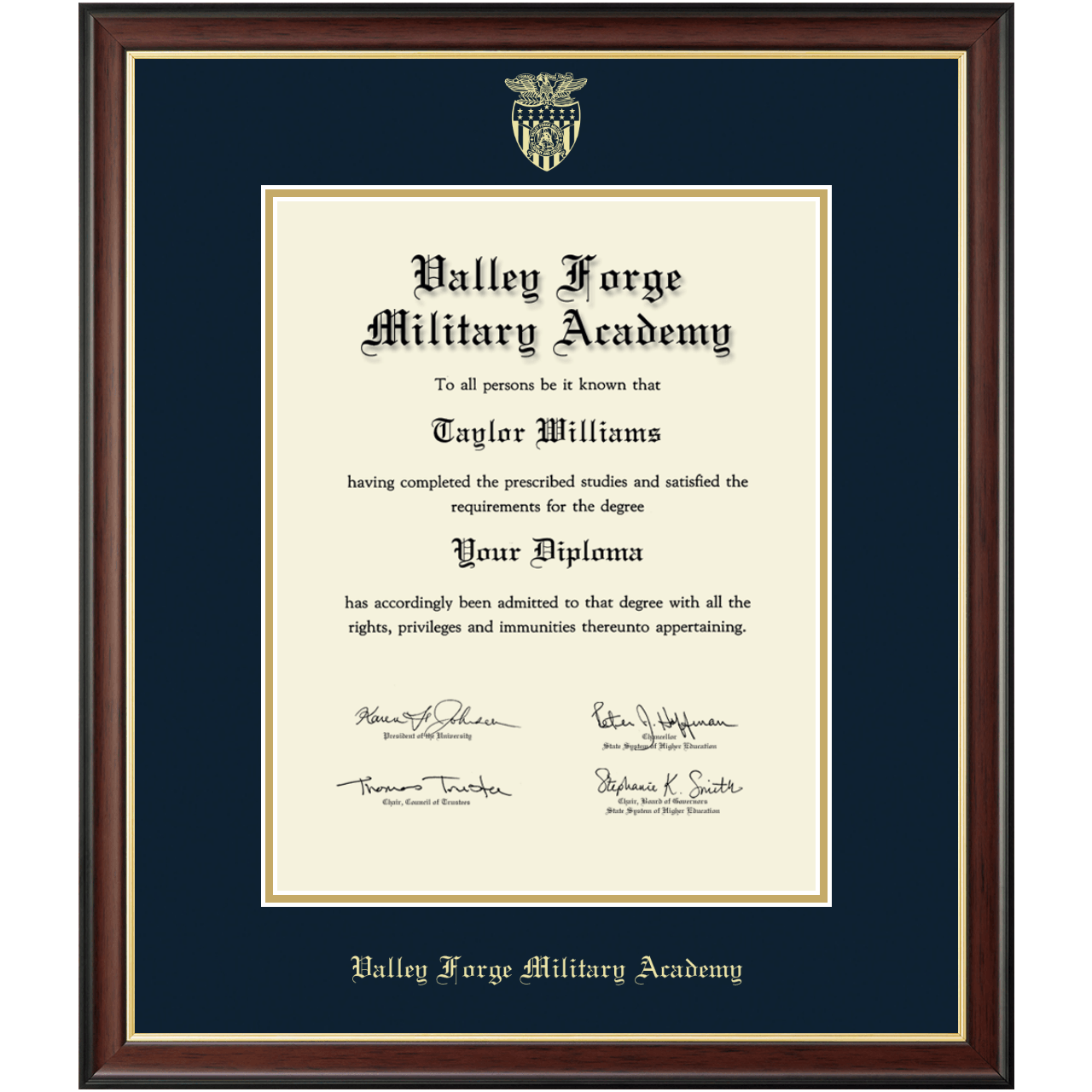 Gold Embossed Diploma Frame in Studio Gold Valley Military Academy Item 281461 from