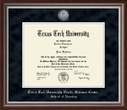 Texas Tech University Health Sciences Center diploma frame - Silver Engraved Medallion Diploma Frame in Devonshire