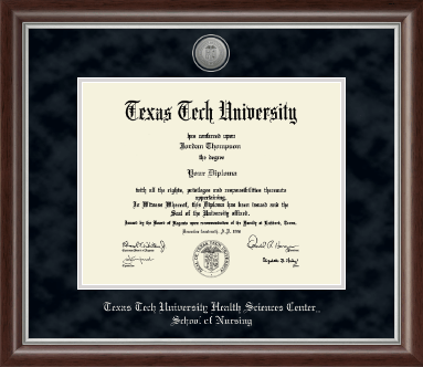 Texas Tech University Health Sciences Center diploma frame - Silver Engraved Medallion Diploma Frame in Devonshire