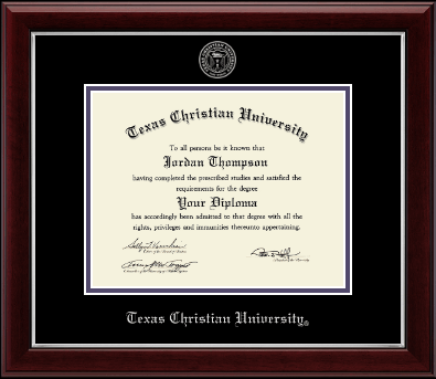 Texas Christian University diploma frame - Silver Embossed Diploma Frame in Gallery Silver