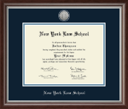 New York Law School Silver Engraved Medallion Diploma Frame in Devonshire