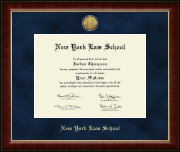 New York Law School Gold Engraved Medallion Diploma Frame in Murano