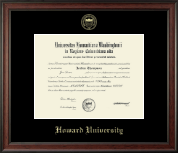 Howard University Gold Embossed Diploma Frame in Studio