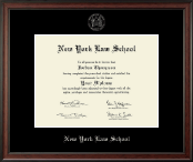 New York Law School Silver Embossed Diploma Frame in Studio