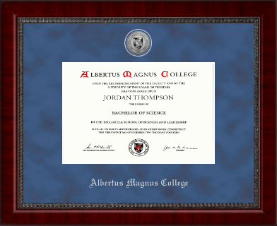 Albertus Magnus College diploma frame - Silver Engraved Medallion Diploma Frame in Sutton