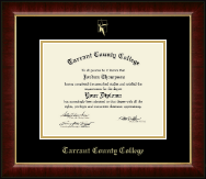 Tarrant County College Gold Embossed Diploma Frame in Murano