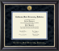 California State University Fullerton Gold Engraved Medallion Diploma Frame in Noir