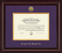 College of the Holy Cross Presidential Gold Engraved Diploma Frame in Premier