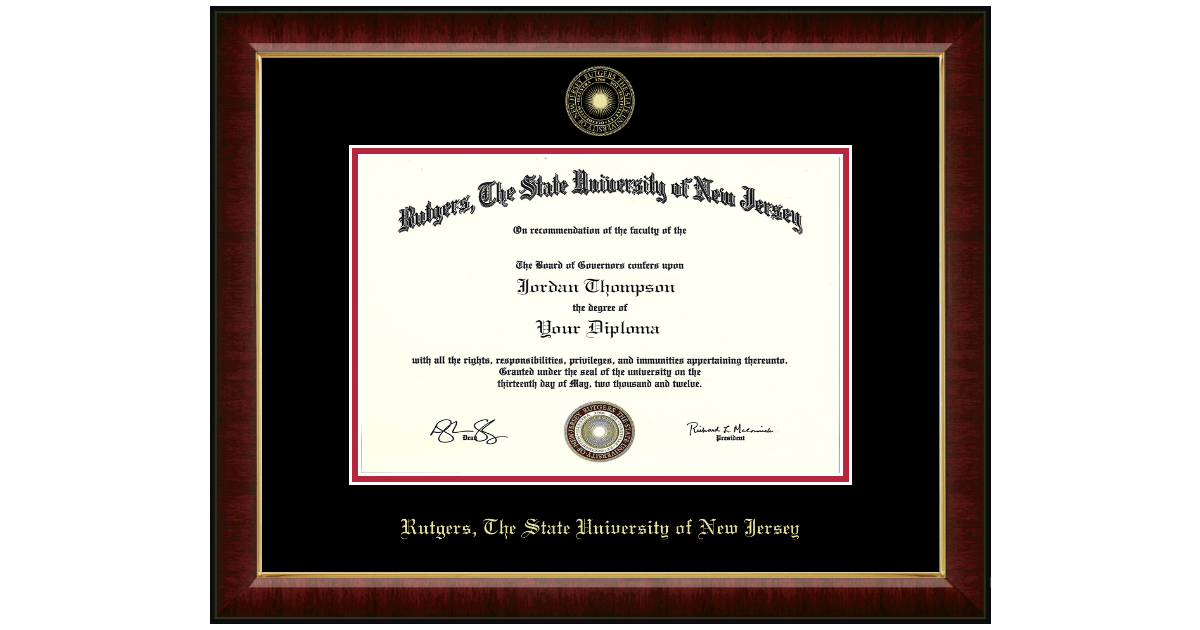 Medical PhD Gold Embossed Diploma Frame in Murano Rutgers University