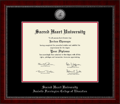 Sacred Heart University diploma frame - Silver Engraved Medallion Diploma Frame in Sutton