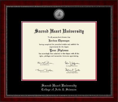 Sacred Heart University diploma frame - Silver Engraved Medallion Diploma Frame in Sutton