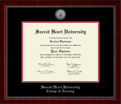 Sacred Heart University diploma frame - Silver Engraved Medallion Diploma Frame in Sutton