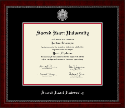 Sacred Heart University diploma frame - Silver Engraved Medallion Diploma Frame in Sutton