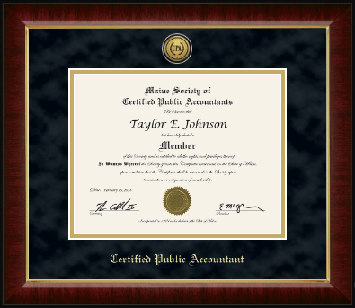 Maine Society of Certified Public Accountants certificate frame - Gold Engraved Medallion Certificate Frame in Murano