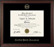 Maine Society of Certified Public Accountants Gold Embossed Certificate Frame in Studio