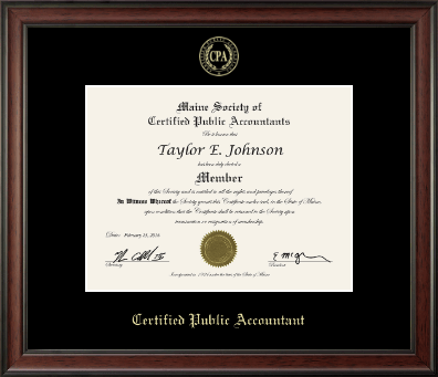 Maine Society of Certified Public Accountants certificate frame - Gold Embossed Certificate Frame in Studio
