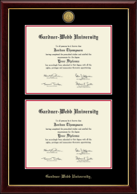 Gardner-Webb University diploma frame - Gold Engraved Double Diploma Frame in Gallery