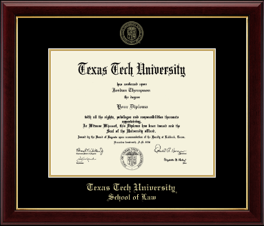 Texas Tech University diploma frame - Gold Embossed Diploma Frame in Gallery