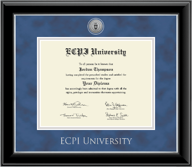 East Coast Polytechnic Institute University diploma frame - Silver Engraved Medallion Diploma Frame in Onyx Silver