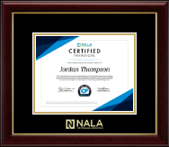 NALA The Paralegal Association Gold Embossed Certificate Frame in Gallery