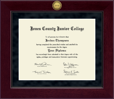 Jones County Junior College diploma frame - Millennium Gold Engraved Diploma Frame in Cordova