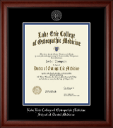 Lake Erie College of Osteopathic Medicine Silver Embossed Diploma Frame in Cambridge
