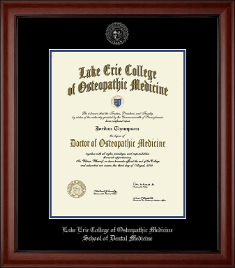 Lake Erie College of Osteopathic Medicine diploma frame - Silver Embossed Diploma Frame in Cambridge