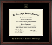 The University of Southern Mississippi Gold Embossed Diploma Frame in Studio Gold