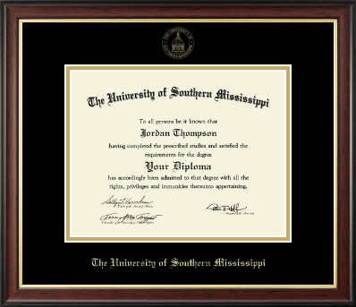 The University of Southern Mississippi diploma frame - Gold Embossed Diploma Frame in Studio Gold