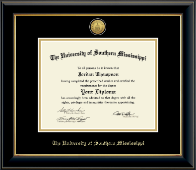 The University of Southern Mississippi diploma frame - Gold Engraved Medallion Diploma Frame in Onyx Gold
