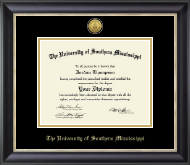 The University of Southern Mississippi Gold Engraved Medallion Diploma Frame in Noir