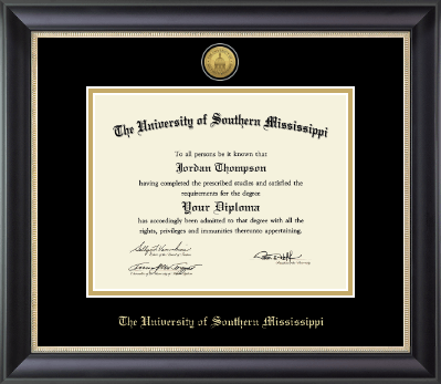The University of Southern Mississippi diploma frame - Gold Engraved Medallion Diploma Frame in Noir