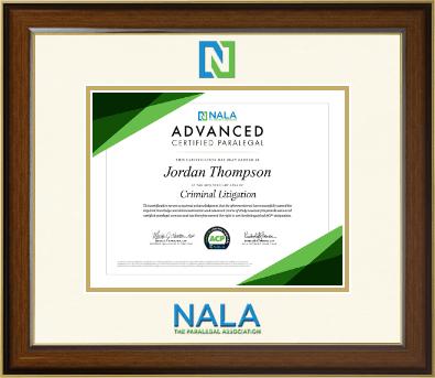 NALA The Paralegal Association certificate frame - Dimensions Certificate Frame in Westwood