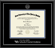 University at Buffalo Silver Embossed Diploma Frame in Onyx Silver