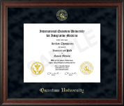 Quantum University Gold Embossed Diploma Frame in Studio