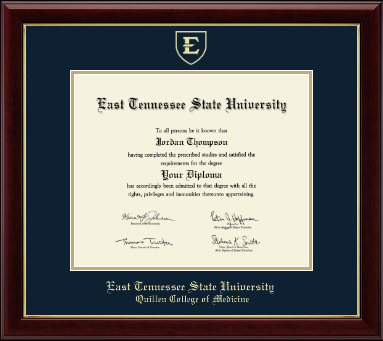 East Tennessee State University diploma frame - Gold Embossed Diploma Frame in Gallery