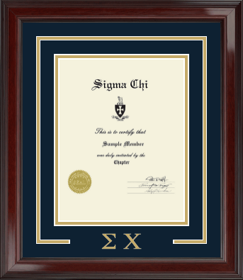 Sigma Chi Fraternity certificate frame - Greek Letters Certificate Frame in Encore
