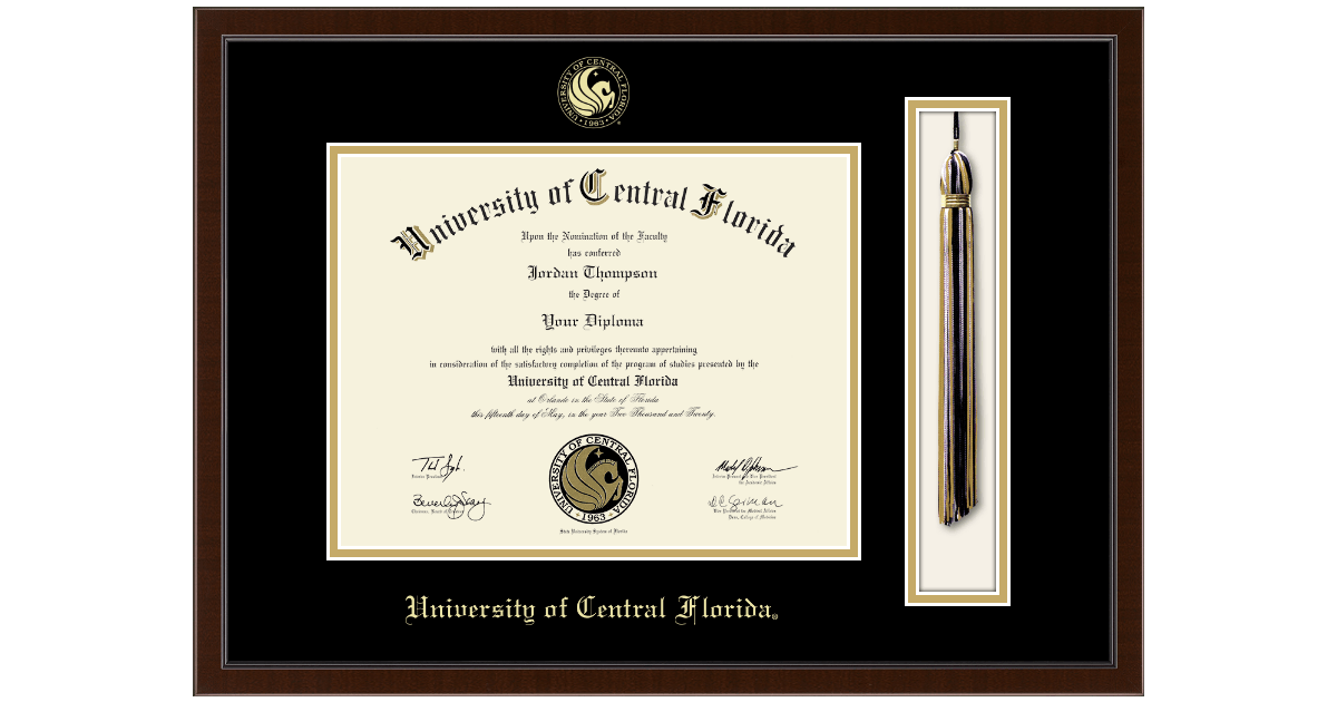 Tassel & Cord Diploma Frame in Delta University of Central Florida