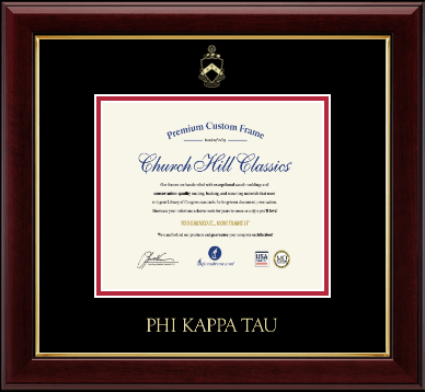 Phi Kappa Tau Fraternity certificate frame - Gold Embossed Certificate Frame in Gallery