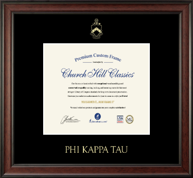 Phi Kappa Tau Fraternity certificate frame - Gold Embossed Certificate Frame in Studio